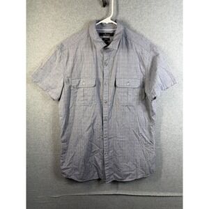 Marc Anthony Shirt Mens Medium Blue Geometric Short Sleeve Button Up Slim Fit